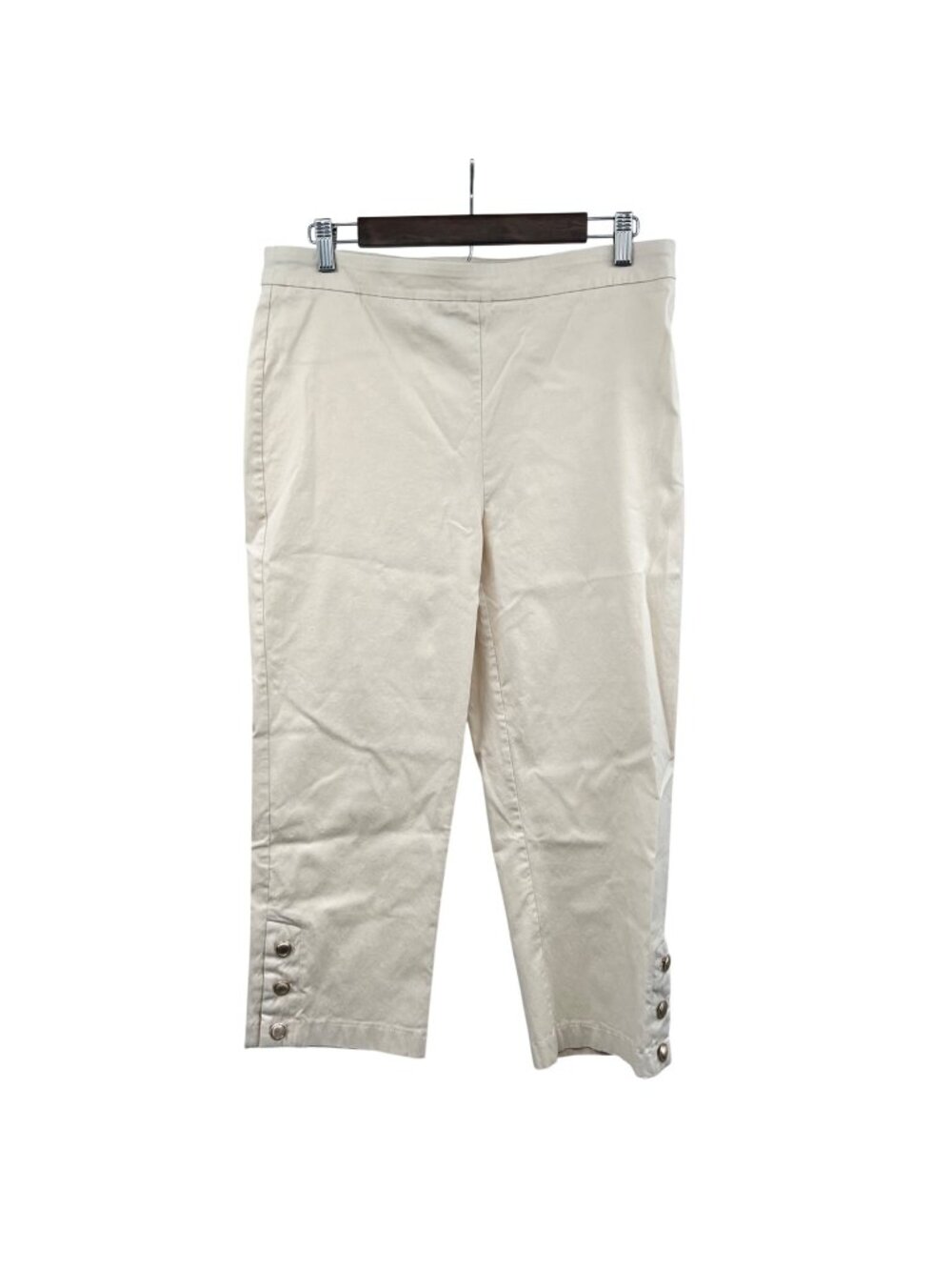 Zac & Rachel Cropped Pants Pull On Cream Womens Size 12 Buttons